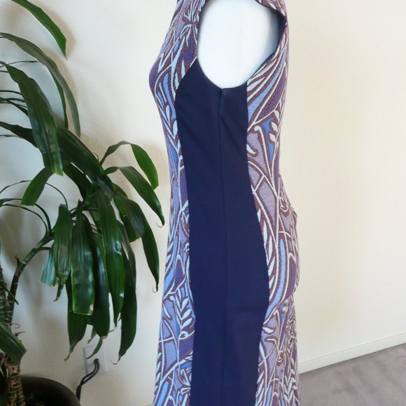 Anthropologie Blue Jacquard Sheath Midi - Picture 4 of 8